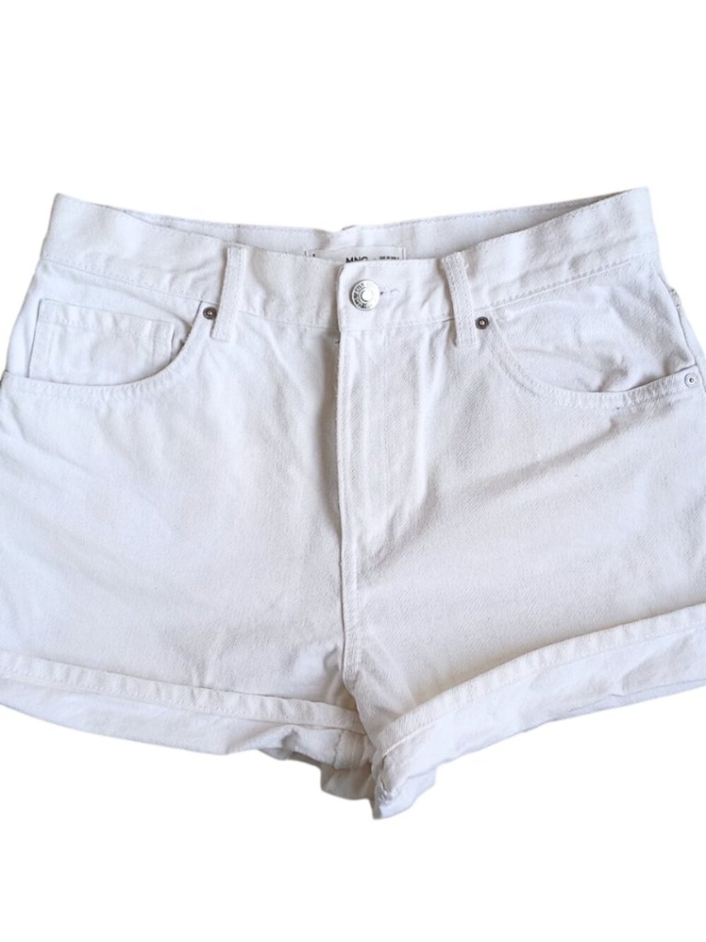 Mango White High Rise Denim Mom Jean Shorts 6